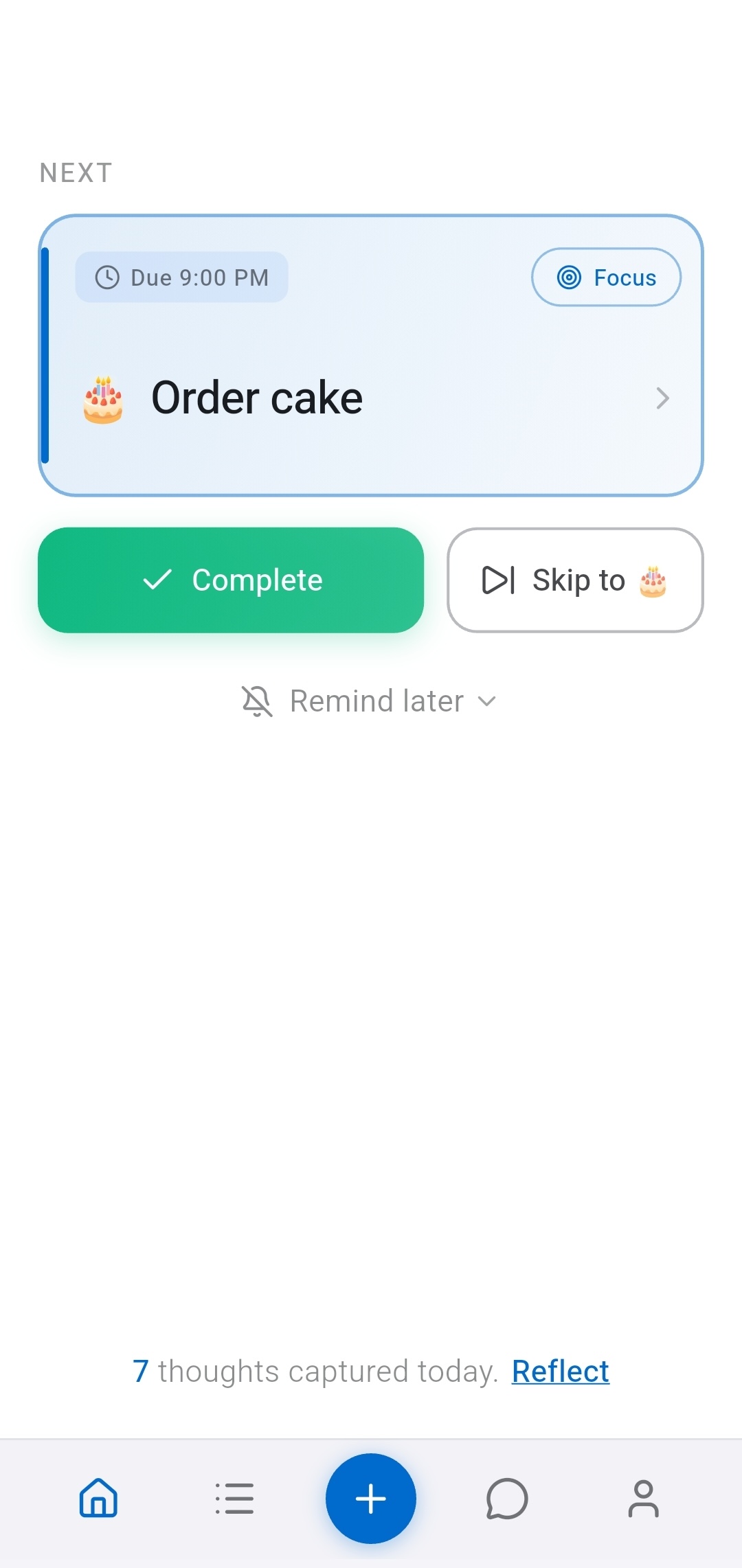 One task at a time in Recordo