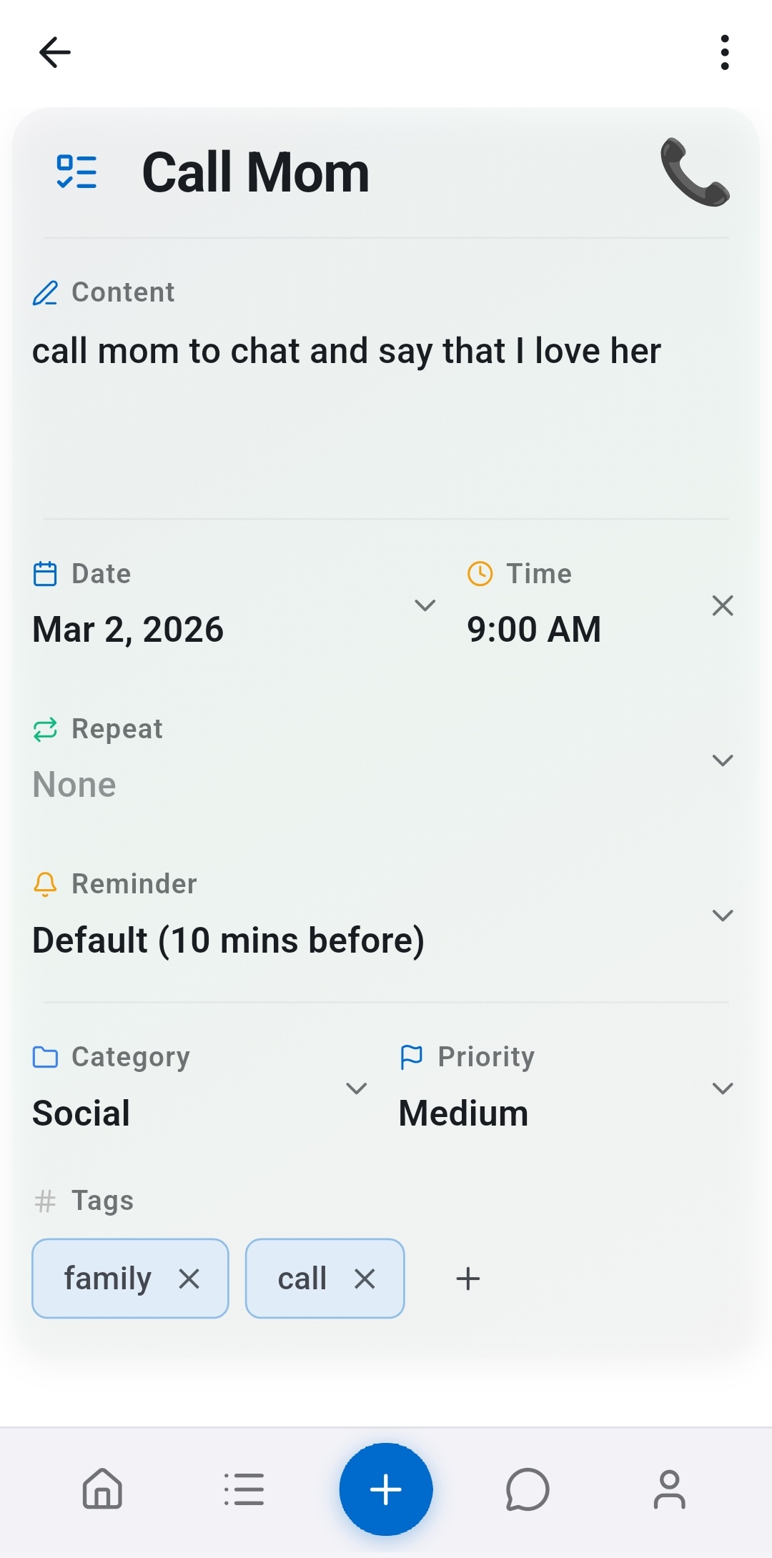 Improved task view in Recordo